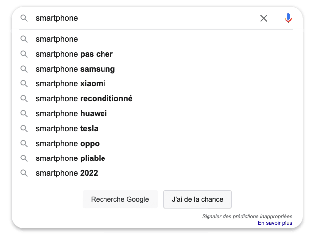 suggestions google mots clés suggérés 