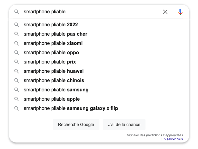 suggestions google mots clés